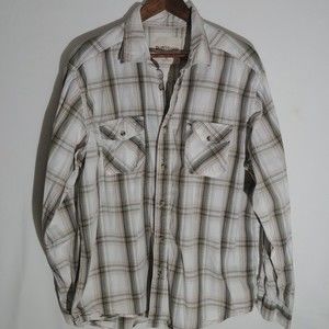 Ruff Hewn Plaid Mens Button Down Shirt Long Sleeve XL Chest Pockets